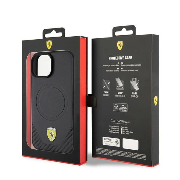 Ferrari FEHMP15SPTEK iPhone 15 6.1" black/black hardcase Carbon Metal Logo MagSafeeng