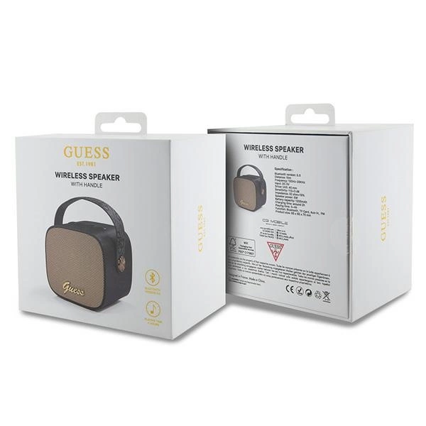 Guess Bluetooth speaker GUWSB2P4SMK Speaker mini black/black 4G Leather Script Logo with Strapeng