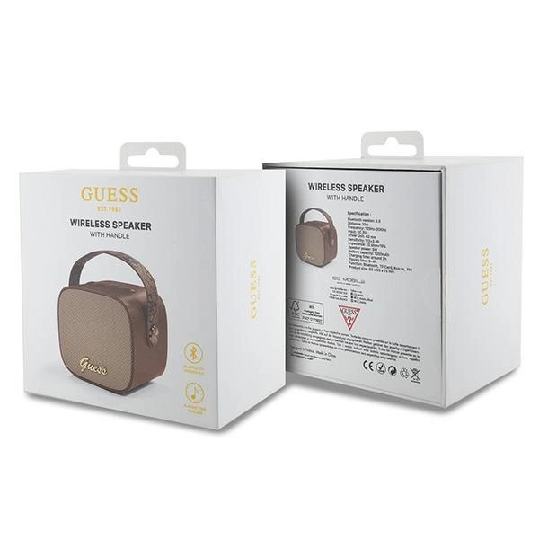 Guess Bluetooth speaker GUWSB2P4SMW Speaker mini brown/bown 4G Leather Script Logo with Strapeng