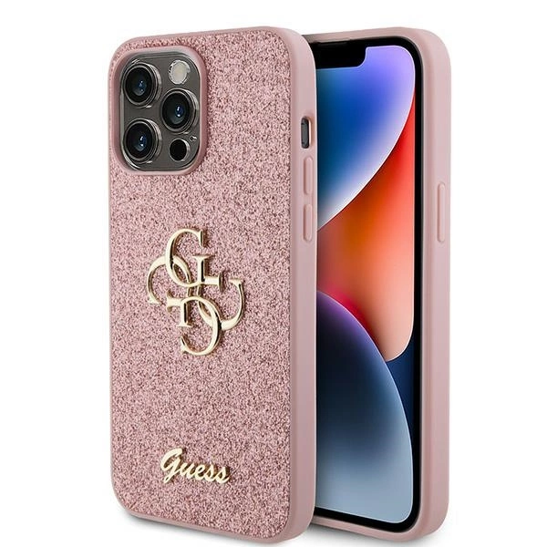 Guess GUHCP15LHG4SGP iPhone 15 Pro 6.1" pink/pink hardcase Glitter Script Big 4Geng