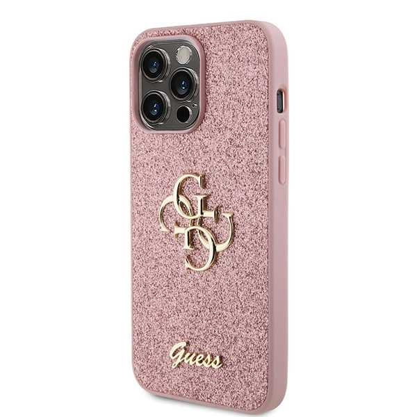 Guess GUHCP15LHG4SGP iPhone 15 Pro 6.1" pink/pink hardcase Glitter Script Big 4Geng