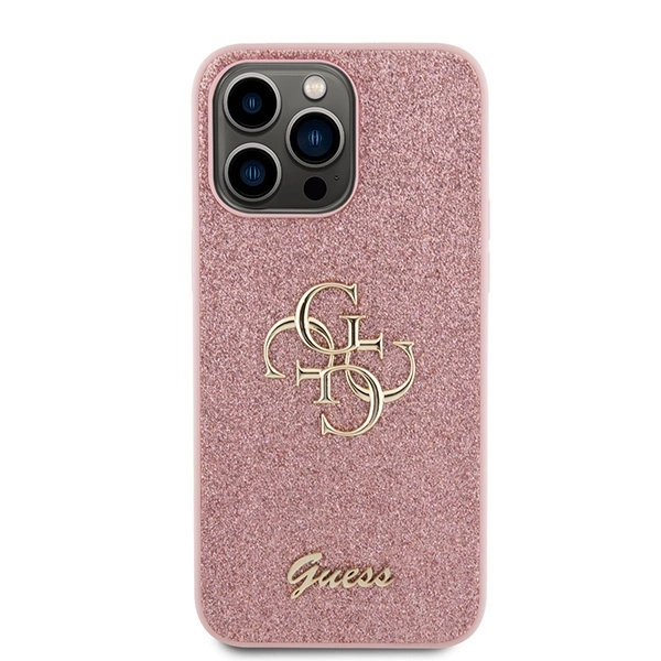 Guess GUHCP15LHG4SGP iPhone 15 Pro 6.1" pink/pink hardcase Glitter Script Big 4Geng