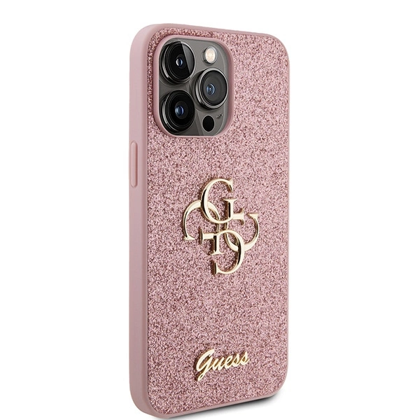 Guess GUHCP15LHG4SGP iPhone 15 Pro 6.1" pink/pink hardcase Glitter Script Big 4Geng