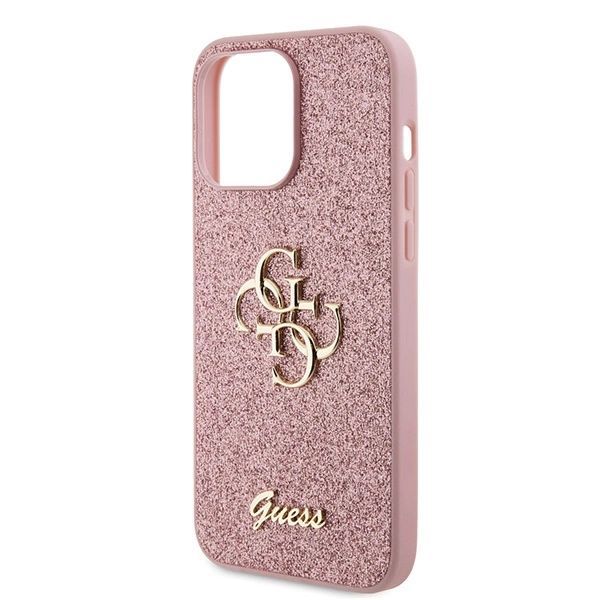 Guess GUHCP15LHG4SGP iPhone 15 Pro 6.1" pink/pink hardcase Glitter Script Big 4Geng