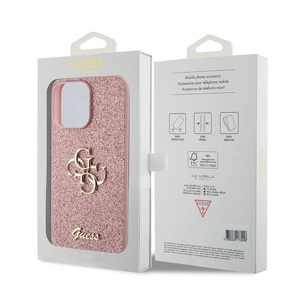 Guess GUHCP15LHG4SGP iPhone 15 Pro 6.1" pink/pink hardcase Glitter Script Big 4Geng