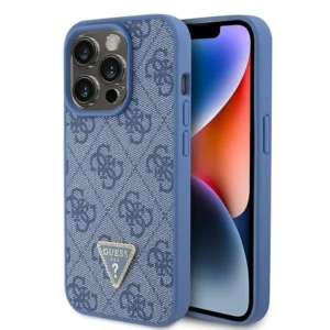 Guess GUHCP15LP4TDPB iPhone 15 Pro 6.1" blue/blue hardcase Leather 4G Triangle Strasseng