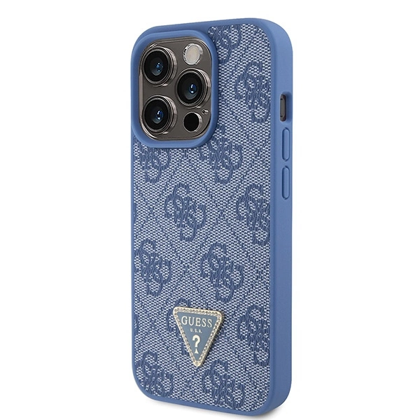 Guess GUHCP15LP4TDPB iPhone 15 Pro 6.1" blue/blue hardcase Leather 4G Triangle Strasseng