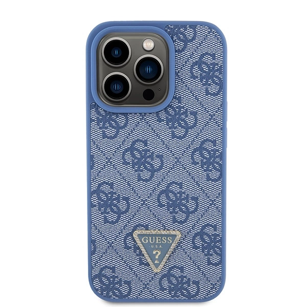 Guess GUHCP15LP4TDPB iPhone 15 Pro 6.1" blue/blue hardcase Leather 4G Triangle Strasseng