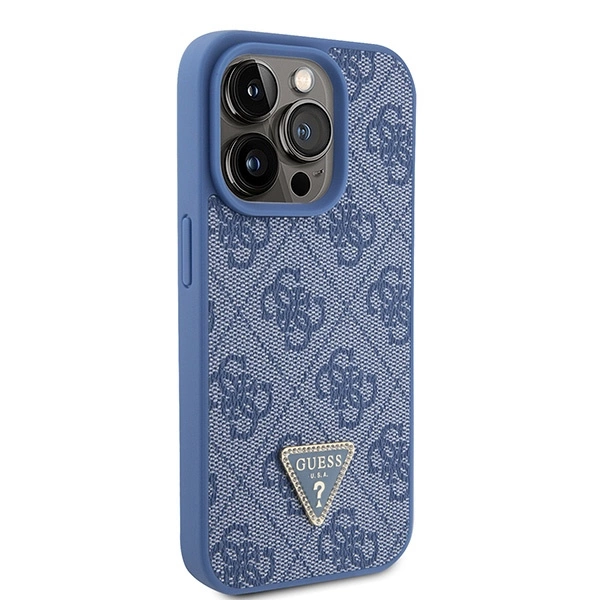 Guess GUHCP15LP4TDPB iPhone 15 Pro 6.1" blue/blue hardcase Leather 4G Triangle Strasseng