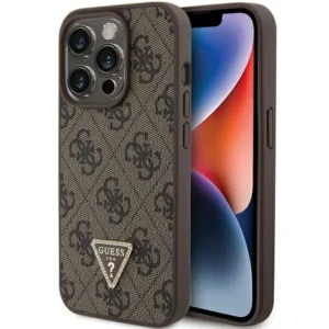 Guess GUHCP15LP4TDPW iPhone 15 Pro 6.1" brown/brown hardcase Leather 4G Triangle Strasseng