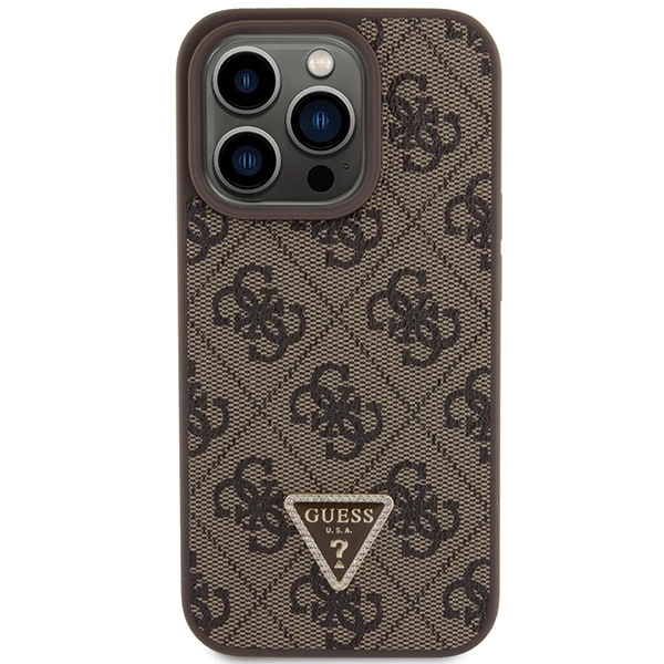 Guess GUHCP15LP4TDPW iPhone 15 Pro 6.1" brown/brown hardcase Leather 4G Triangle Strasseng