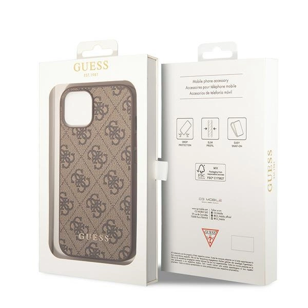 Guess GUHCP15MG4GFBR iPhone 15 Plus 6.7" brown/brown hard case 4G Metal Gold Logoeng