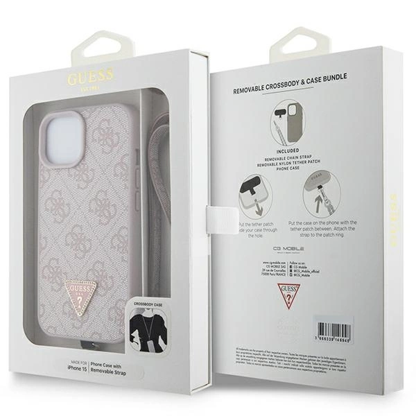 Guess GUHCP15MP4TDSCPP iPhone 15 Plus 6.7" pink/pink hardcase Crossbody 4G Metal Logoeng