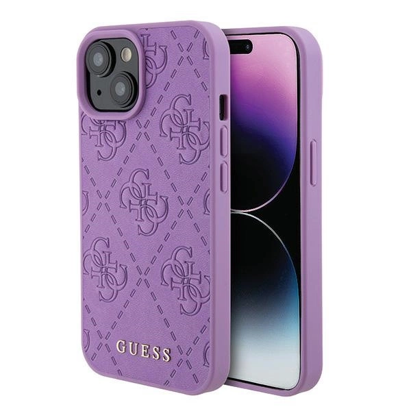 Guess GUHCP15SP4EPMU iPhone 15 6.1" purple/light purple hardcase Leather 4G Stampedeng