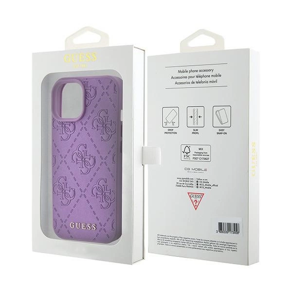 Guess GUHCP15SP4EPMU iPhone 15 6.1" purple/light purple hardcase Leather 4G Stampedeng
