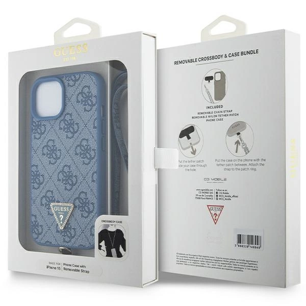 Guess GUHCP15SP4TDSCPB iPhone 15 6.1" blue/blue hardcase Crossbody 4G Metal Logoeng