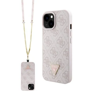 Guess GUHCP15SP4TDSCPP iPhone 15 6.1" pink/pink hardcase Crossbody 4G Metal Logoeng