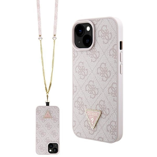 Guess GUHCP15SP4TDSCPP iPhone 15 6.1" pink/pink hardcase Crossbody 4G Metal Logoeng