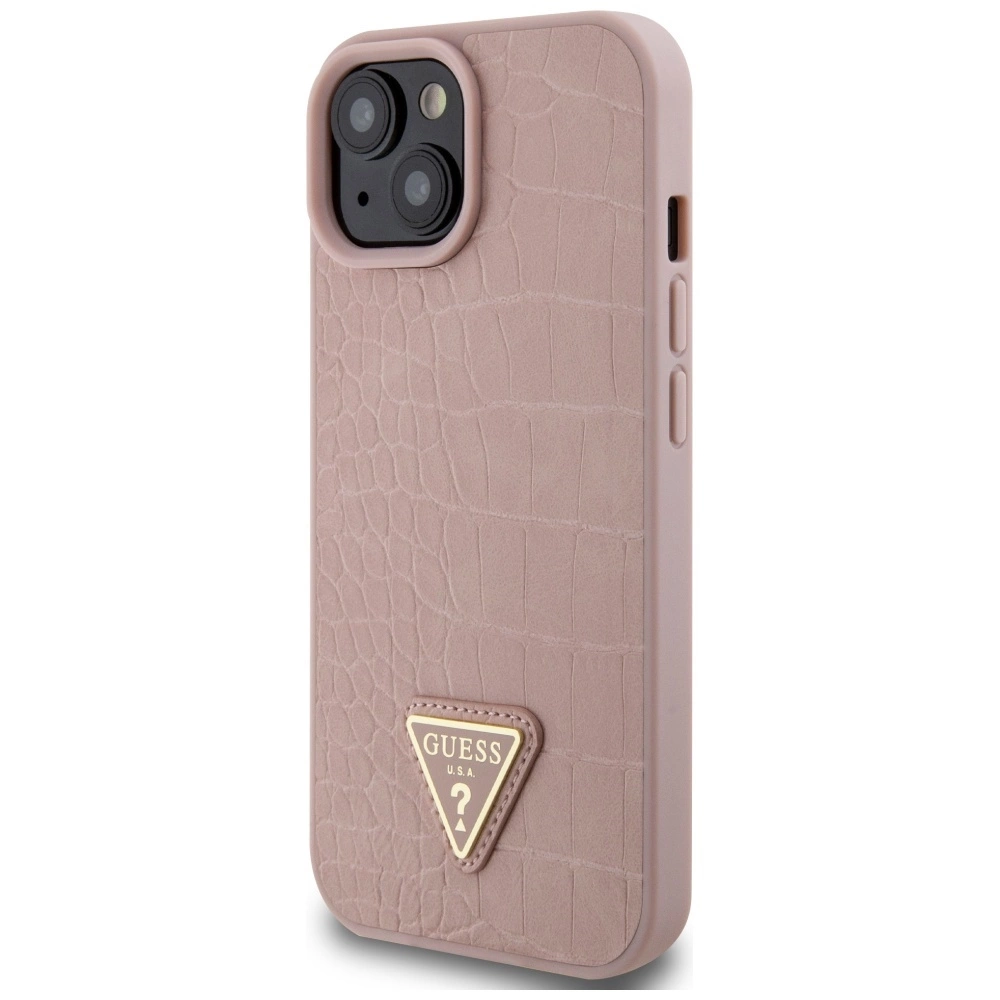 Guess GUHCP15SPCRTHCP iPhone 15 6.1" pink/pink hardcase Croco Triangle Metal Logoeng