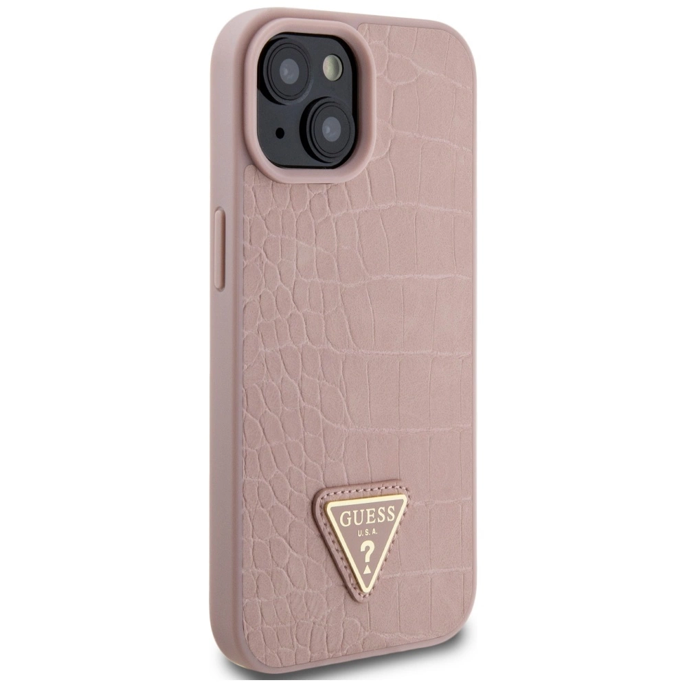 Guess GUHCP15SPCRTHCP iPhone 15 6.1" pink/pink hardcase Croco Triangle Metal Logoeng