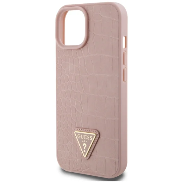 Guess GUHCP15SPCRTHCP iPhone 15 6.1" pink/pink hardcase Croco Triangle Metal Logoeng