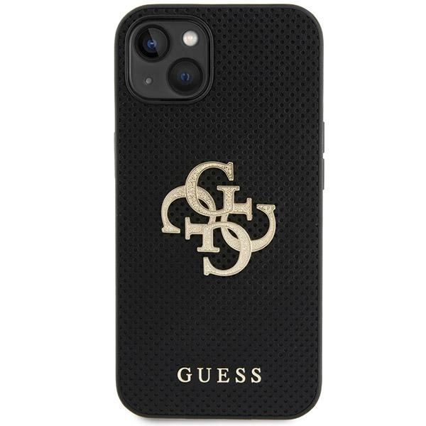 Guess Leather Perforated 4G Glitter Logo case for iPhone 15 - blackeng