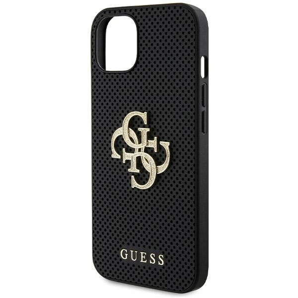 Guess Leather Perforated 4G Glitter Logo case for iPhone 15 - blackeng