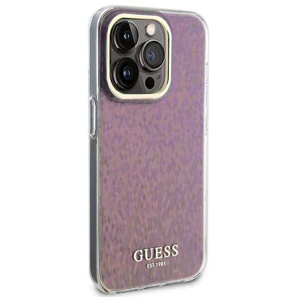 Guess GUHCP15XHDECMP iPhone 15 Pro Max 6.7" pink/pink hardcase IML Faceted Mirror Disco Iridescenteng