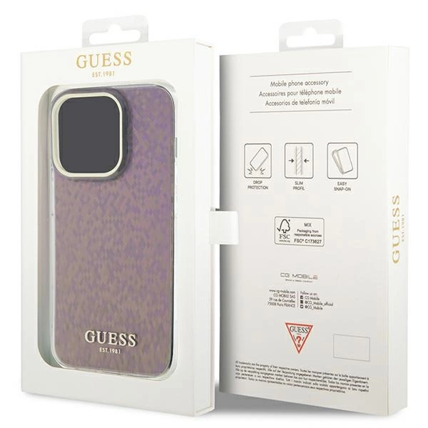 Guess GUHCP15XHDECMP iPhone 15 Pro Max 6.7" pink/pink hardcase IML Faceted Mirror Disco Iridescenteng