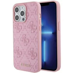Guess GUHCP15XP4EPMP iPhone 15 Pro Max 6.7" pink/pink hardcase Leather 4G Stampedeng