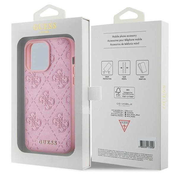 Guess GUHCP15XP4EPMP iPhone 15 Pro Max 6.7" pink/pink hardcase Leather 4G Stampedeng