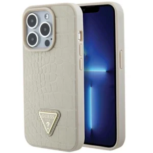 Guess GUHCP15XPCRTHCD iPhone 15 Pro Max 6.7" gold/gold hardcase Croco Triangle Metal Logoeng