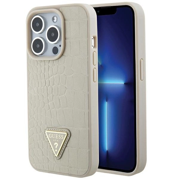 Guess GUHCP15XPCRTHCD iPhone 15 Pro Max 6.7" gold/gold hardcase Croco Triangle Metal Logoeng