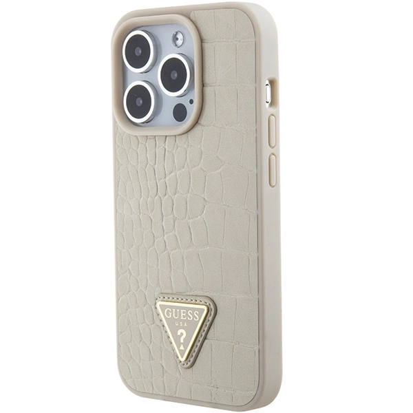 Guess GUHCP15XPCRTHCD iPhone 15 Pro Max 6.7" gold/gold hardcase Croco Triangle Metal Logoeng