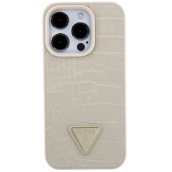 Guess GUHCP15XPCRTHCD iPhone 15 Pro Max 6.7" gold/gold hardcase Croco Triangle Metal Logoeng