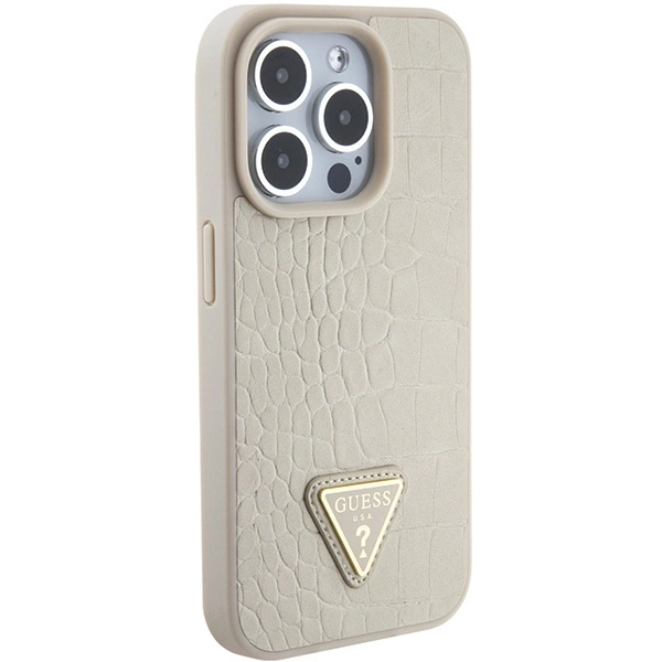 Guess GUHCP15XPCRTHCD iPhone 15 Pro Max 6.7" gold/gold hardcase Croco Triangle Metal Logoeng