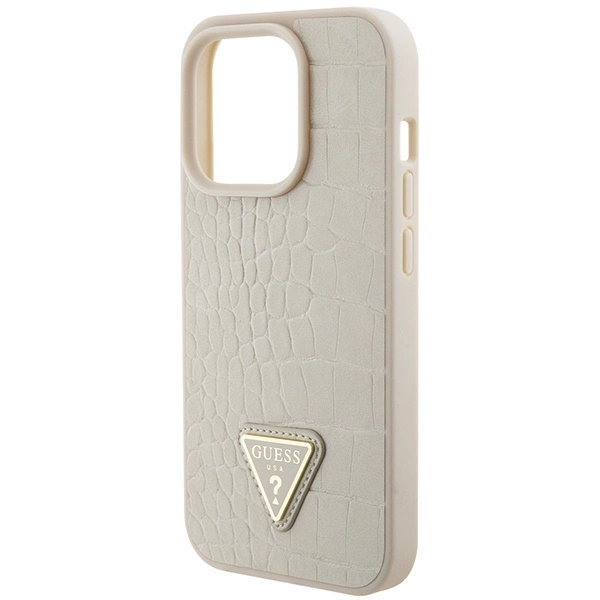 Guess GUHCP15XPCRTHCD iPhone 15 Pro Max 6.7" gold/gold hardcase Croco Triangle Metal Logoeng