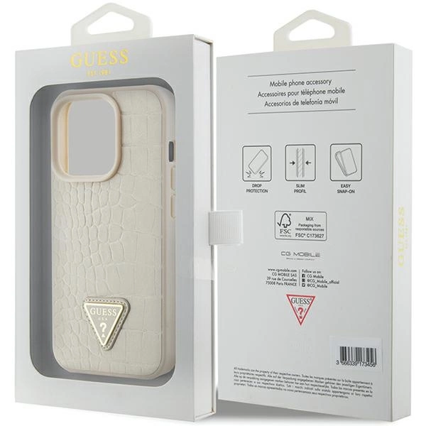 Guess GUHCP15XPCRTHCD iPhone 15 Pro Max 6.7" gold/gold hardcase Croco Triangle Metal Logoeng