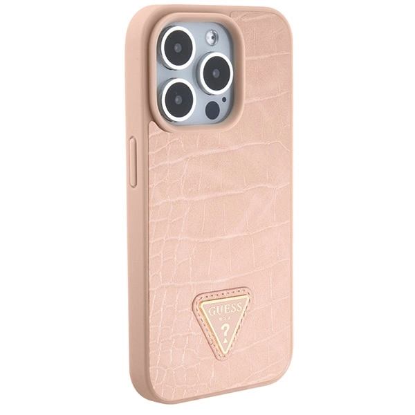 Guess GUHCP15XPCRTHCP iPhone 15 Pro Max pink/pink hardcase Croco Triangle Metal Logoeng
