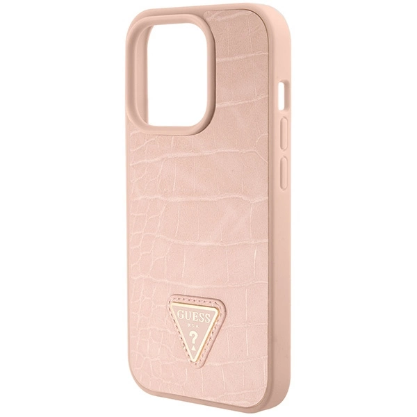 Guess GUHCP15XPCRTHCP iPhone 15 Pro Max pink/pink hardcase Croco Triangle Metal Logoeng
