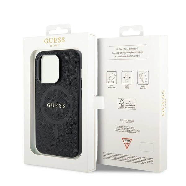 Guess GUHMP15LPSAHMCK iPhone 15 Pro 6.1" black/black hardcase Saffiano MagSafeeng