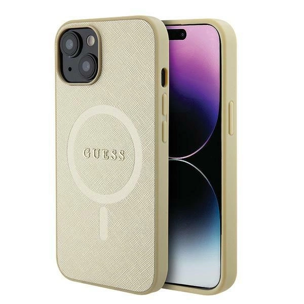 Guess GUHMP15MPSAHMCB iPhone 15 Plus 6.7" gold/gold hardcase Saffiano MagSafeeng