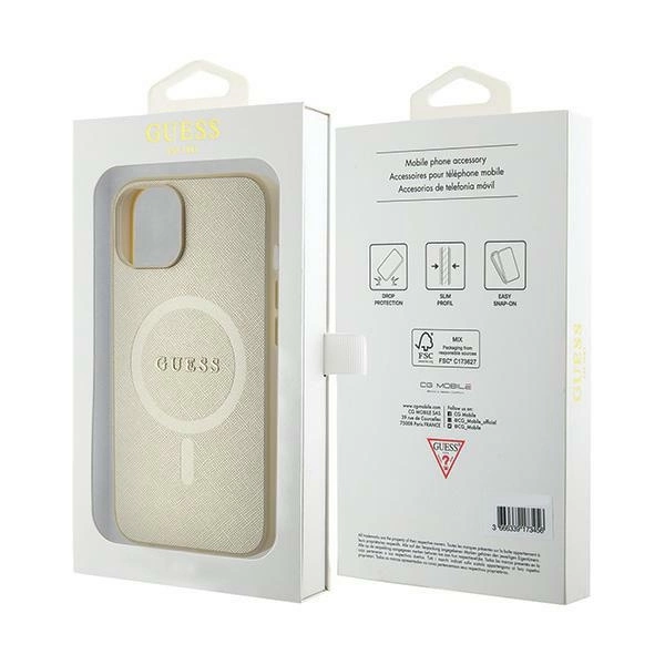 Guess GUHMP15MPSAHMCB iPhone 15 Plus 6.7" gold/gold hardcase Saffiano MagSafeeng