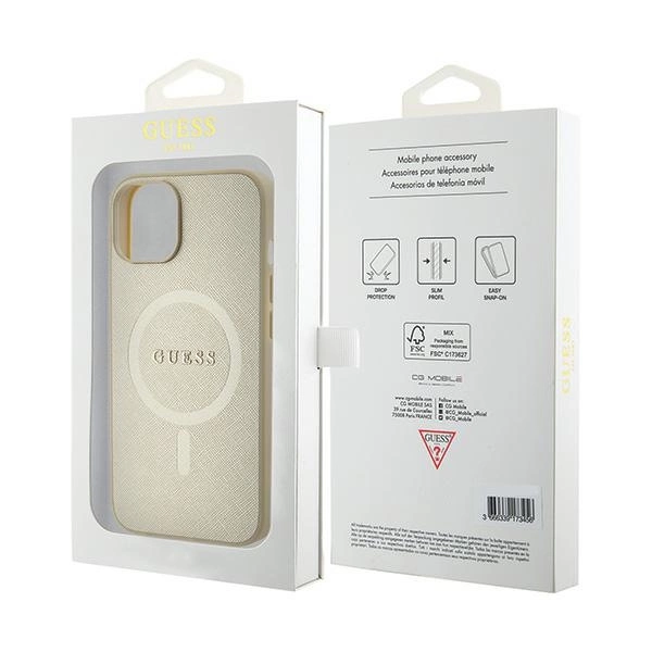 Guess GUHMP15SPSAHMCB iPhone 15 6.1" gold/gold hardcase Saffiano MagSafeeng