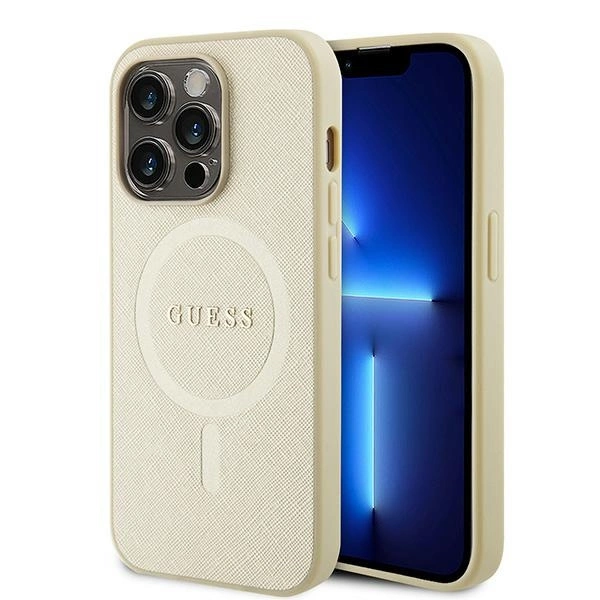 Guess GUHMP15XPSAHMCB iPhone 15 Pro Max 6.7" gold/gold hardcase Saffiano MagSafeeng