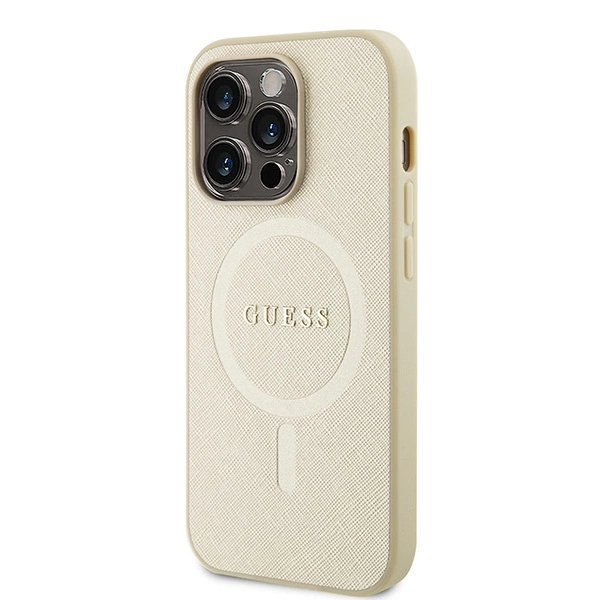 Guess GUHMP15XPSAHMCB iPhone 15 Pro Max 6.7" gold/gold hardcase Saffiano MagSafeeng