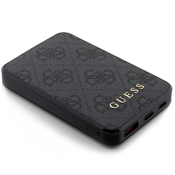 Guess Powerbank 15W GUPB5LP4GEGK 5000mAh black/black 4G Leather Metal Logoeng