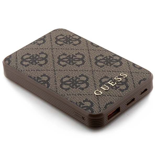 Guess Powerbank 15W GUPB5LP4GEGW 5000mAh brown/brown 4G Leather Metal Logoeng
