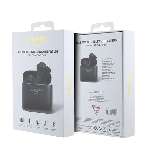 Guess Bluetooth headphones GUTWSSU20ALEGK TWS + docking station black/black Printed Logoeng