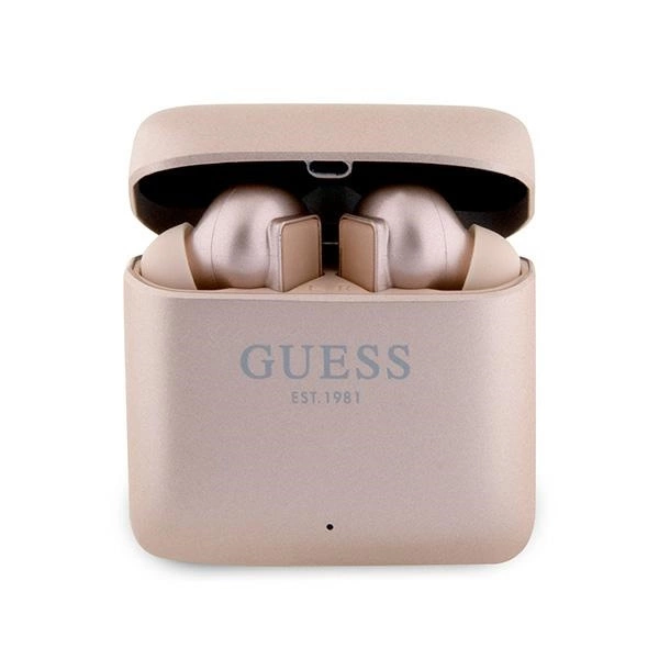 Guess GUTWSSU20ALEGP TWS Bluetooth Earphones + Dock Rose Gold/Rose Gold Printed Logoeng